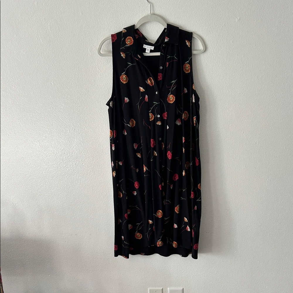 J. Jill Black Midi Dress with Floral Print